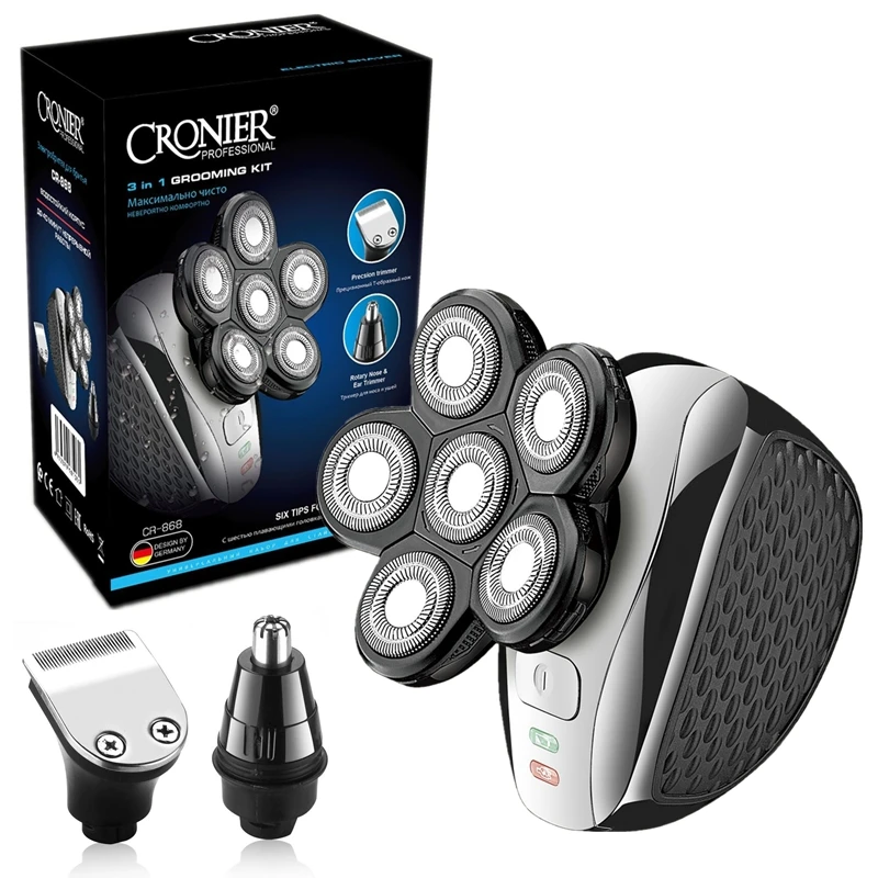 6 blade wet dry electric shaver facial body 3in1 grooming kit powerful