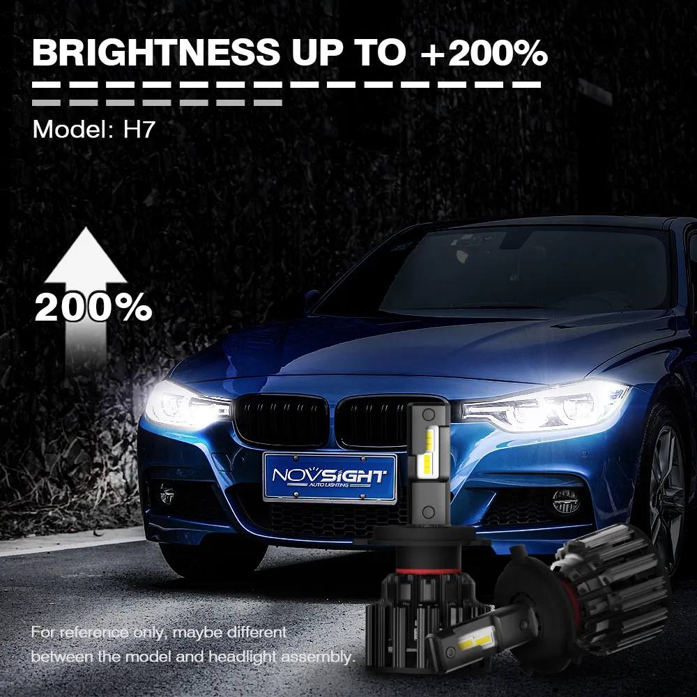 NOVSIGHT H7 LED H4 H11 9006 9005 Автомобильные фары лампы 100 Вт 6000 лм декодер светодиодные