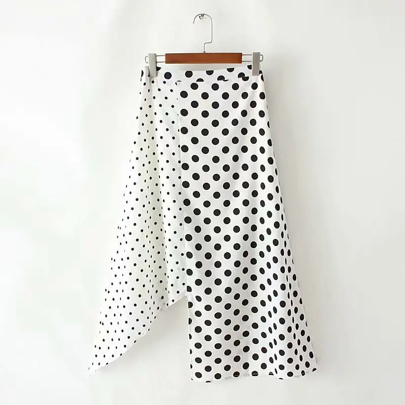 

2018 Western Style Autumn And Winter WOMEN'S Dress New Style Size Polka Dot Joint Irregular Skirt