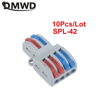 

10pcs SPL-42 2 In 4 Out Mini Quick Fast Wire Connector Universal Wiring Cable Connector Push-in Conductor Terminal Block