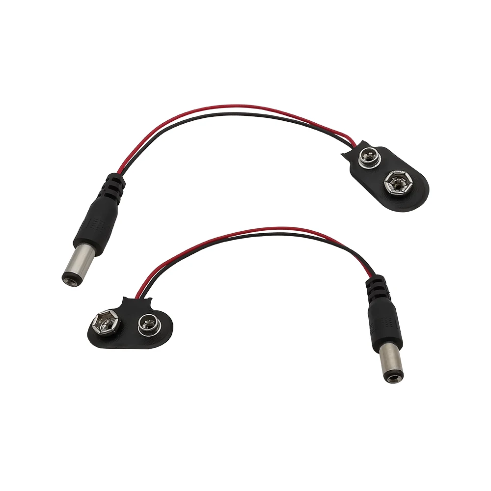 10 Clip Per Batteria 9V Con Spina DC 2.1x5.5mm - Cavo Per Arduino, Strip LED, Progetti Elettronici