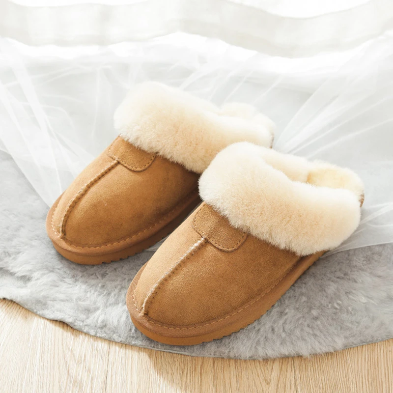 2022 Natural Sheepskin Home Slipper Winter Women Indoor Slippers Fur Slippers Wool Home Cotton Shoes Slipper Lady Home Shoes indoor outdoor slippers with arch support
