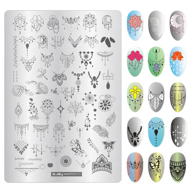 Big Size 9.5*14.5cm Nail Stamping Plates Flower/geometric shaped nail art template for DIY nail art decoration plate tools PLUS8