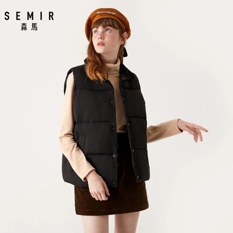 SEMIR, хлопковый женский жилет со стоячим воротником, новинка, зимний жилет ins, модный трендовый жилет без рукавов