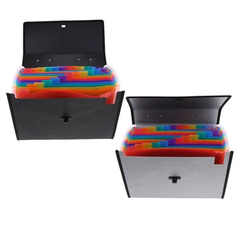 

Portable Expanding File Folder, 25 Pockets, Latch Closure, with Blank Tabs and Handle
