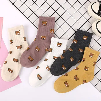

2020 New Cute Kawai Cartoon Lovely Animal Pattern Casual Sock Funny Fashionable Bear Women Combed Cotton Socks