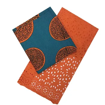 

Lace Fabrics Milk Silk cord lace match African Ankara Fabric Wax Print Fabric 3yards+2.5yards guipure lace