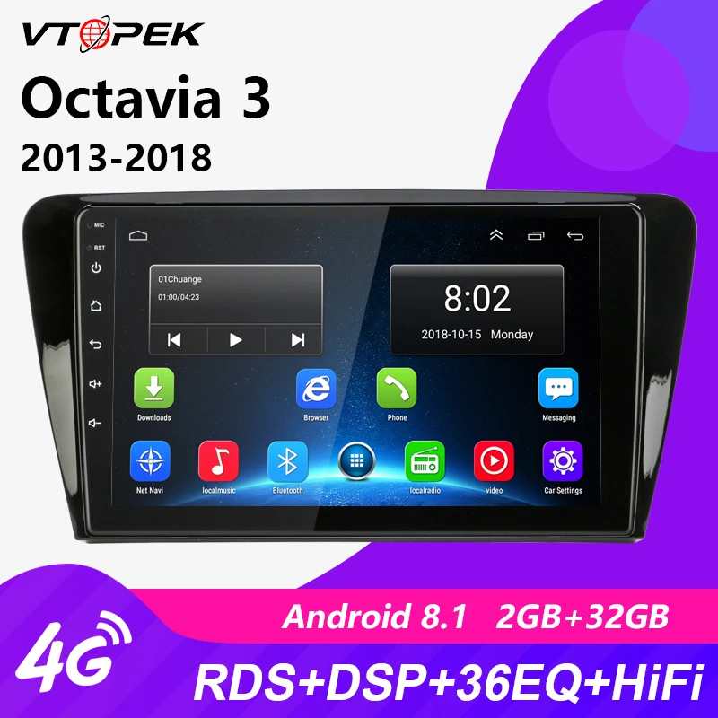 

Vtopek 10.1inch Android 8.1 Car Radio for Volkswagen SKODA Octavia 3 A7 2014-2018 Stereo Multimedia Player Navigation RDS 2Din