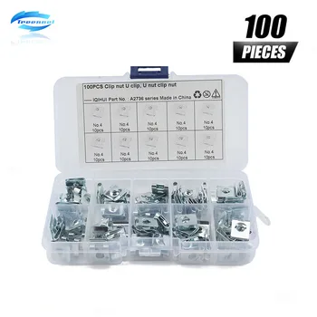 

Treennel 100 Pcs Zinc U-shaped Reed Nuts for Car Internal Decorative Plate Clip Nut Car Repair Parts Automobile Refitting Parts