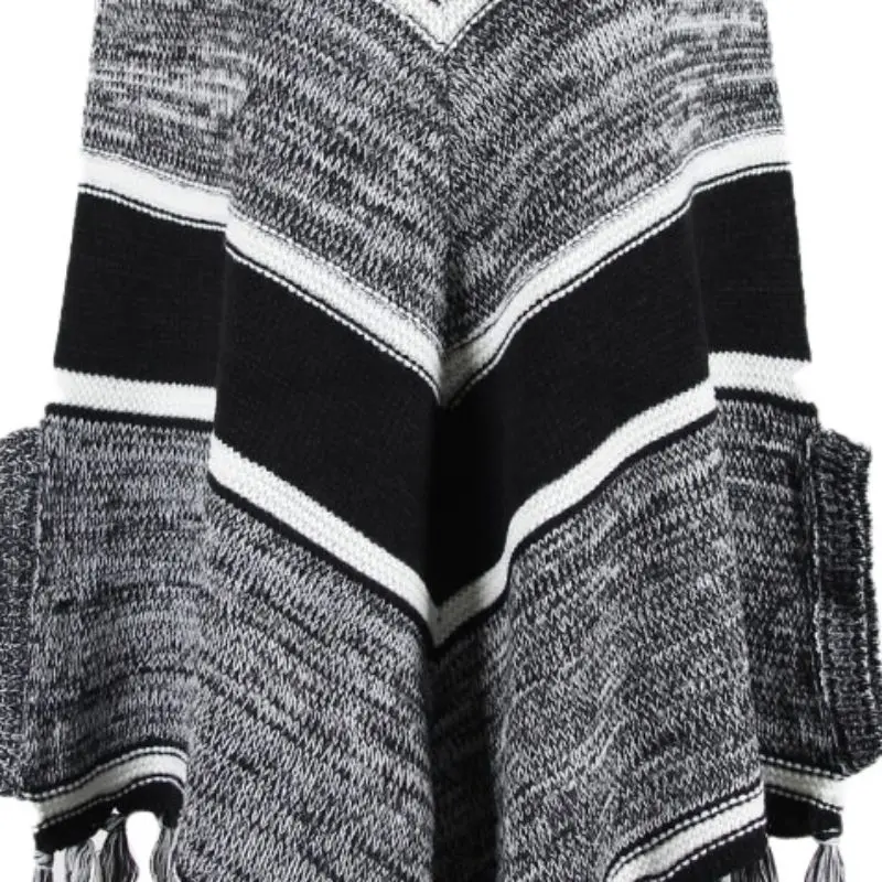 Свитера Пончо Накидки для женщин Мода Леди кисточкой плащ Офис Элегантный пуловер свитер женская зимняя одежда