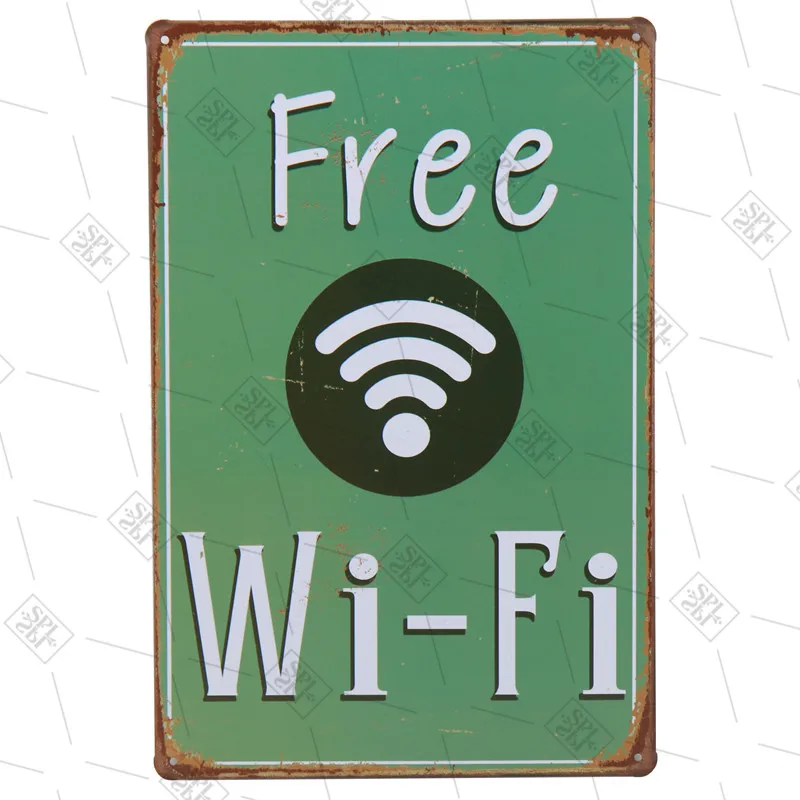 Винтажные металлические ретро наклейки с бесплатным Wi Fi Настенный декор