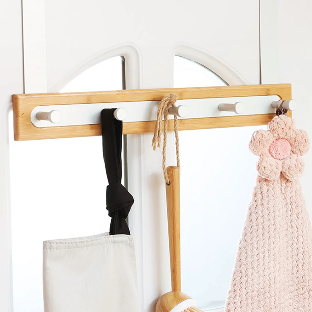 Coat Rear Towels Door Hook Bedroom Home Organizer Nail Free Durable Traceless Storage Heavy Duty Bamboo Rack Kitchen - Цвет: Белый