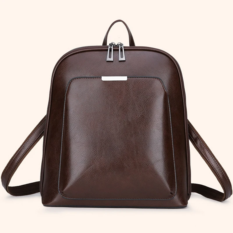 dark brown Женская сумка через плечо из искусственной кожи, модные многофункциональные мини-рюкзаки, вместительные повседневные одноцветные рюкзаки, сумки для девочек - Цвет: dark brown