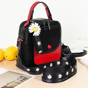 

Multifunction Mini Women Backpack Cute Daisy Pendant Leather Female Small Shoulder Bags for Lady Travel Bagpack Mujer Back Pack