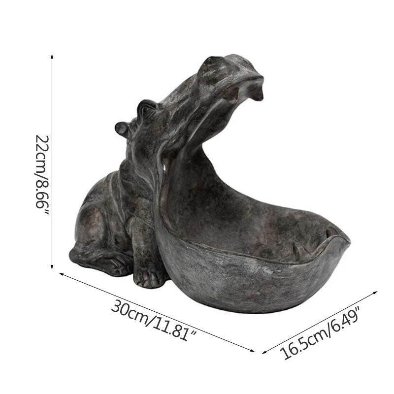 Strongwell Hippopotamus Sculpture Storage Tray Resin Artware Statue Decor Sundries Home Decoration Accessories Desk Decoration