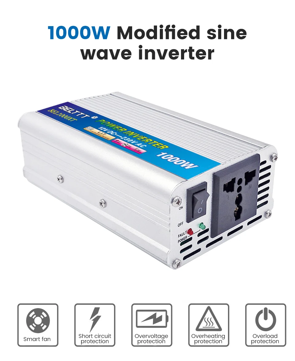 SUNYIMA модифицированный синусоидальный инвертор DC12V к AC220V 1000 Вт/2000 Вт автомобильный инвертор источник питания для автомобильной солнечной системы бытовой