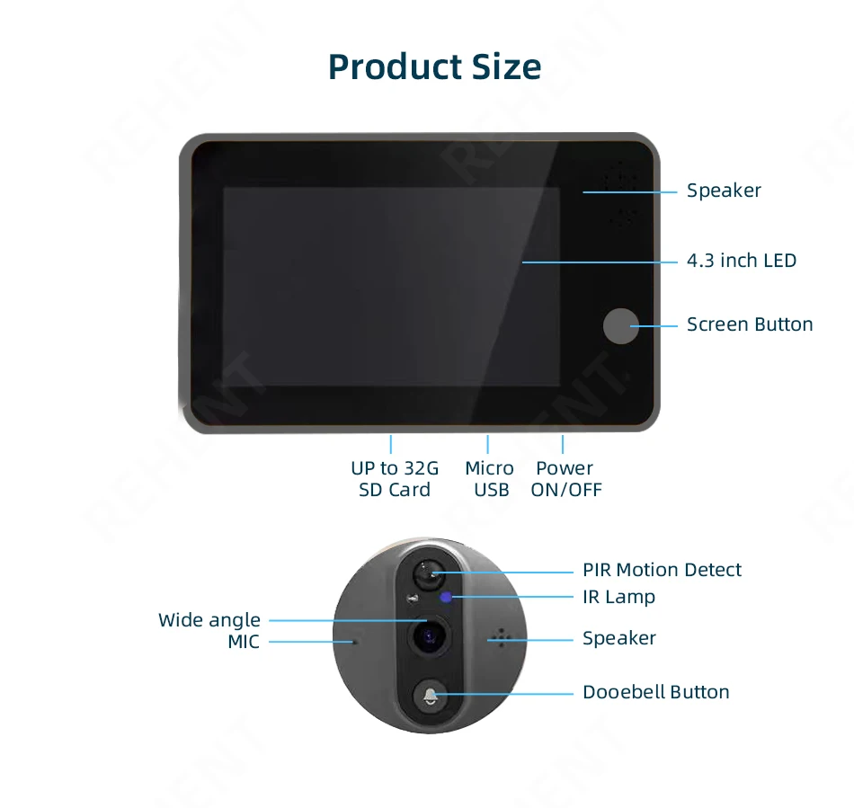 WiFi Smart 1080P Video Doorbell Peephole Camera Viewer Home Security Two-way Audio HD Night vision Tuya WiFi Doorbell Camera wireless intercom with camera