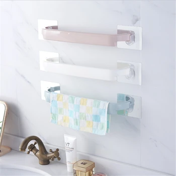 

1 Pc Useful Plastic Towel Rack Bath Rail Hanger Kitchen Cloth Rack Towel Holder Bathroom Wall Mounted Hanging Hanger Punch-Free