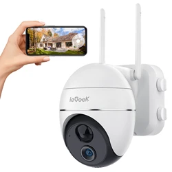 Iegeek 9000mah 1080p câmera recarregável da bateria 360 ° ptz câmera de segurança exterior wifi câmera ip impermeável ios/android