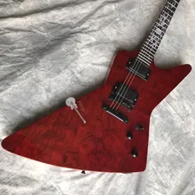 Пользовательский магазин на заказ электрогитара, винно-красный, розовое дерево топ покрыт, черная фурнитура, может быть индивидуальный логотип