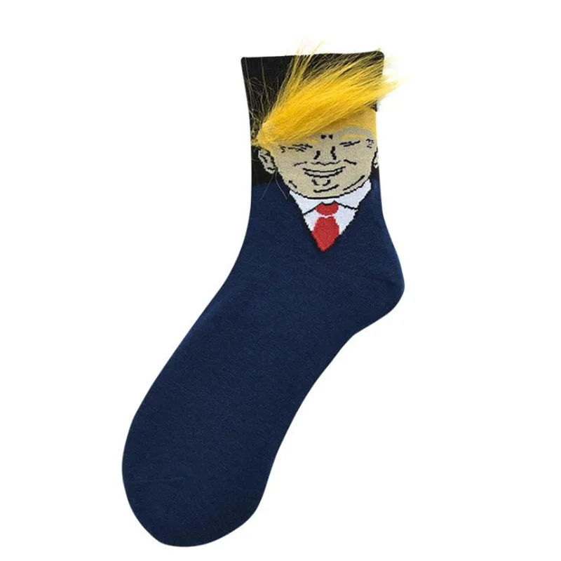 1 пара, носки с изображением Дональда Трампа, унисекс, Забавный принт, для взрослых, повседневные, 3D, поддельные волосы, носки для команды, хит, хип-хоп, бутсы для скейтборда, носки