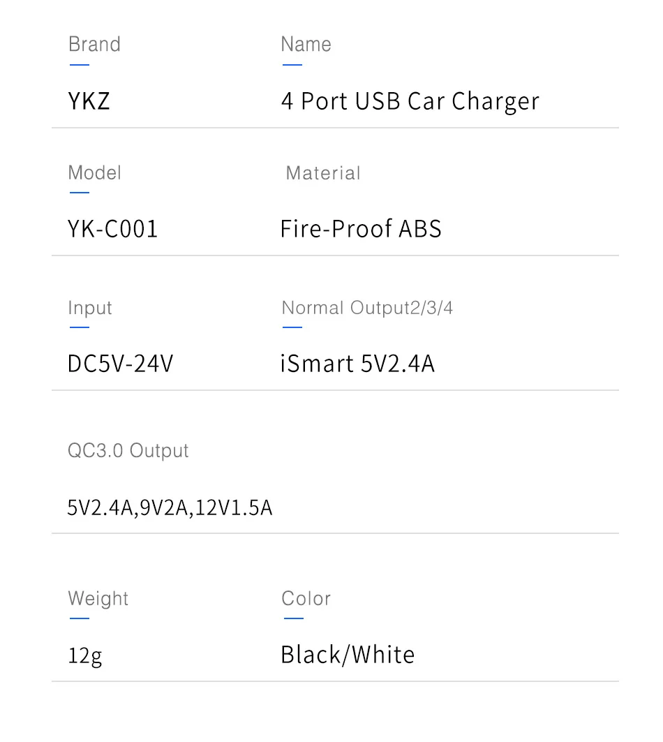 USB Автомобильное зарядное устройство Быстрая зарядка 3,0 Автомобильное зарядное устройство YKZ 4 порта QC3.0 быстрая зарядка автомобильное зарядное устройство для телефона samsung Xiaomi iPhone huawei