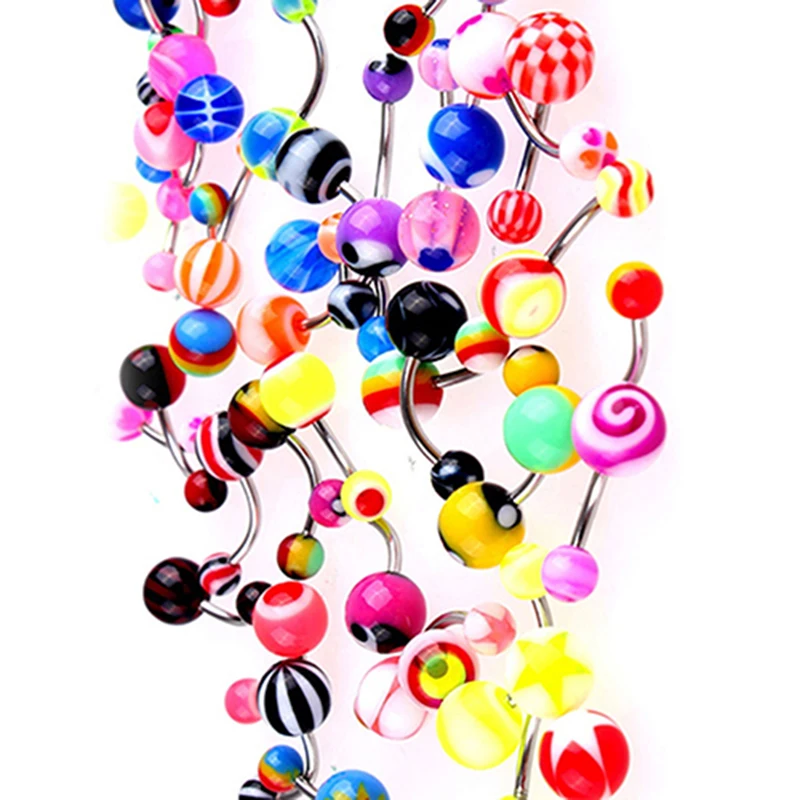 30 шт. цветные пикантные пупки для пирсинга тела кольцо пупка Штанга ювелирные