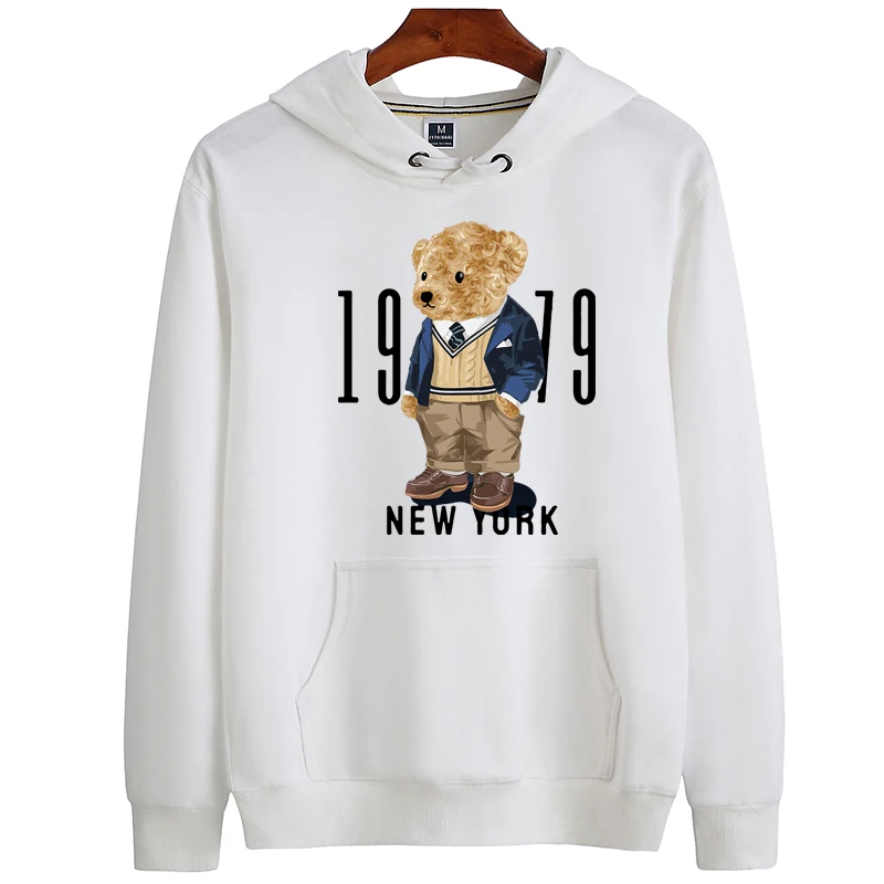 Creative Fashion Gentleman Teddy Bear Sweatshirt Autumn/Winter Thickening Plus-size Men and Women Hoodies Lovers Hoodie S-4XL