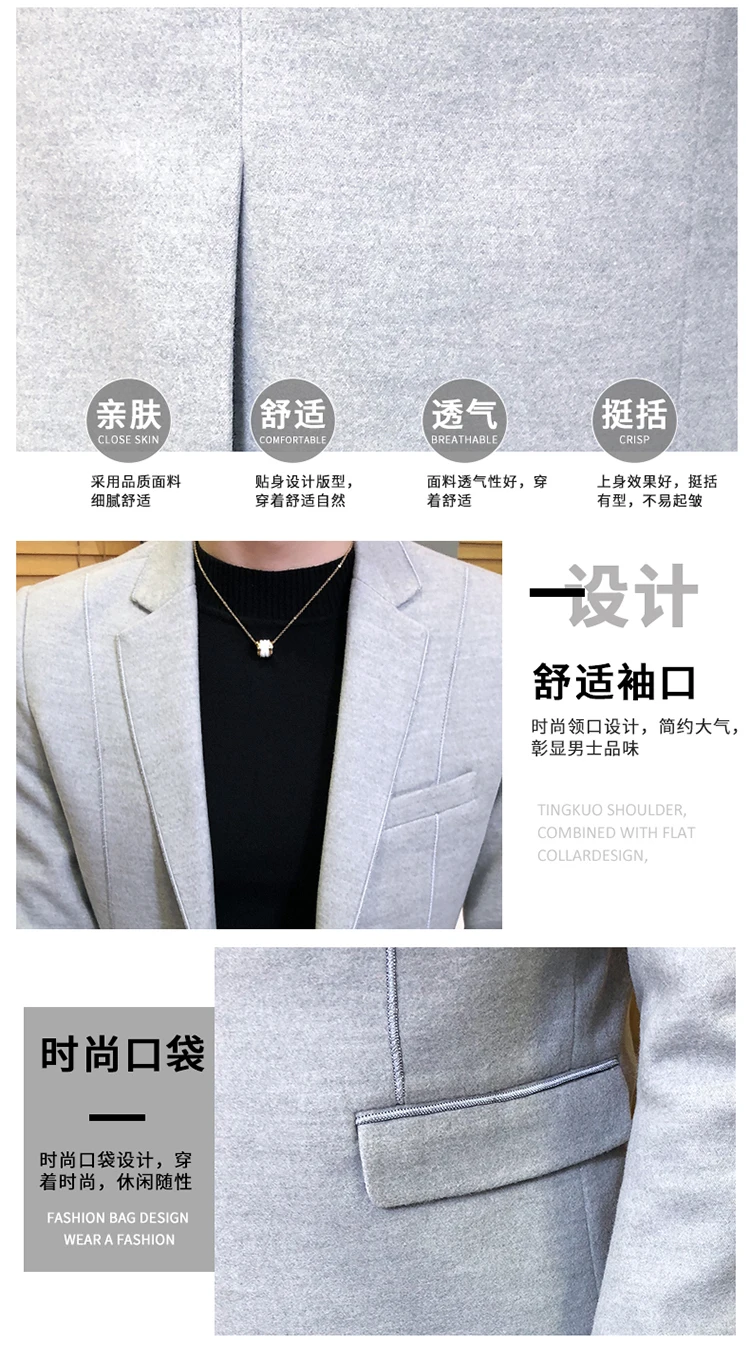 Wool Blend Blazer Men 3 Solid Color, Black Grey Orange Business Casual Mens Vintage Blazer Suit Jacket Men Male Suit Coat 5xl