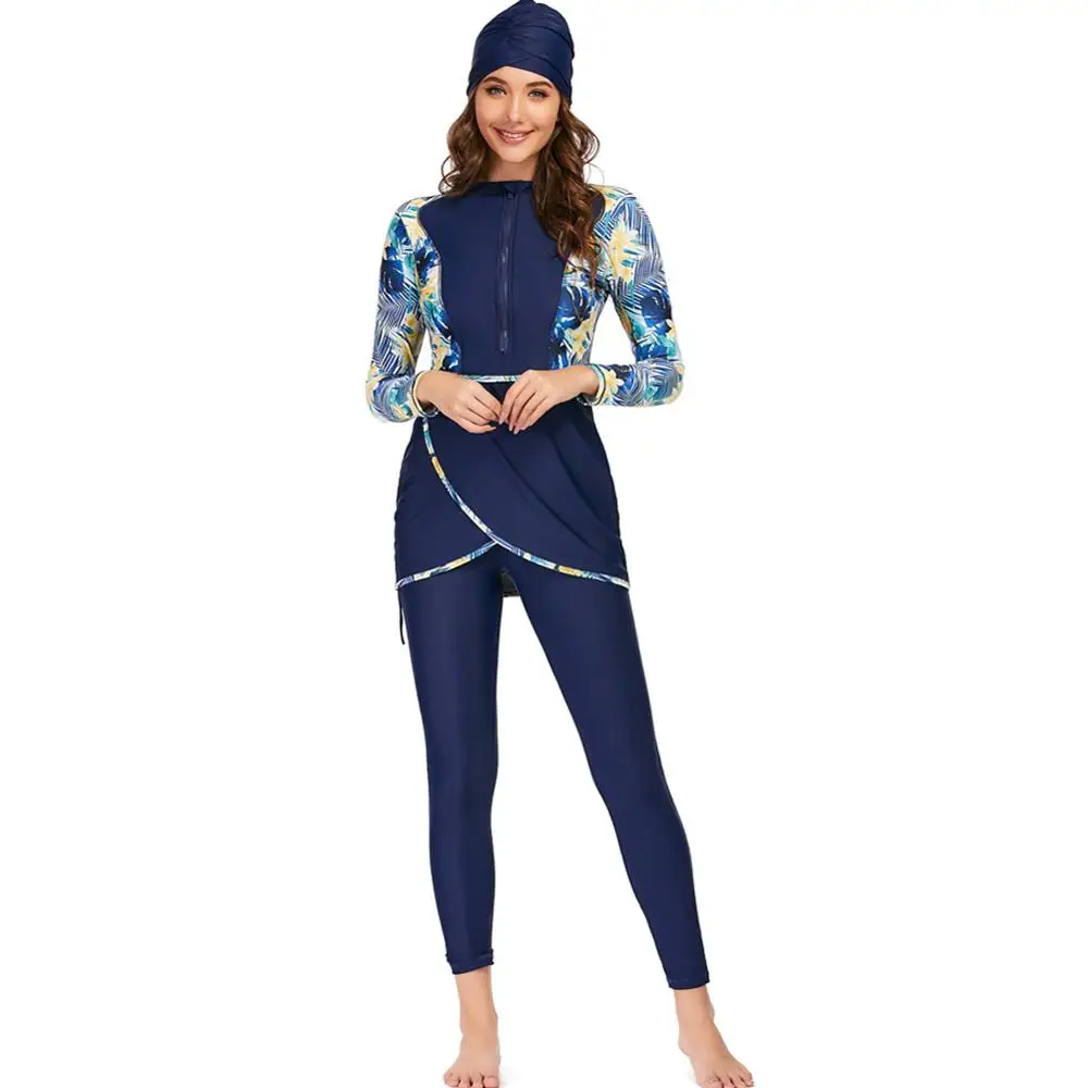 Women Muslim Swimwear YONGSEN Women Plus Size Muslim Swimsuit Burkini Modest Clothing Islamic Long Sleeves Muslimah Hijab Full Cover Swimwears