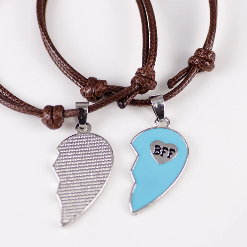 Bracelet Jewelry Bohemian Braided Ladies Stitching Heart Shaped Best Friend BFF Pendant Friendship Gift