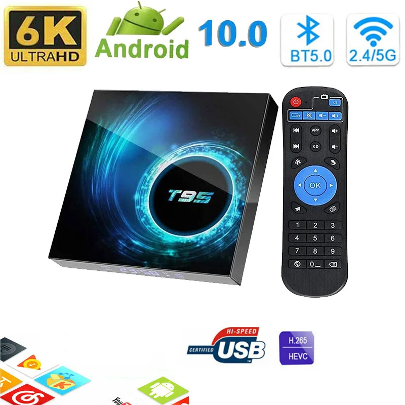 Smart TV BOX 4G 64G Android 10.0 T95 6K HDMI Quad Core CPU 2.4/5G WIFI