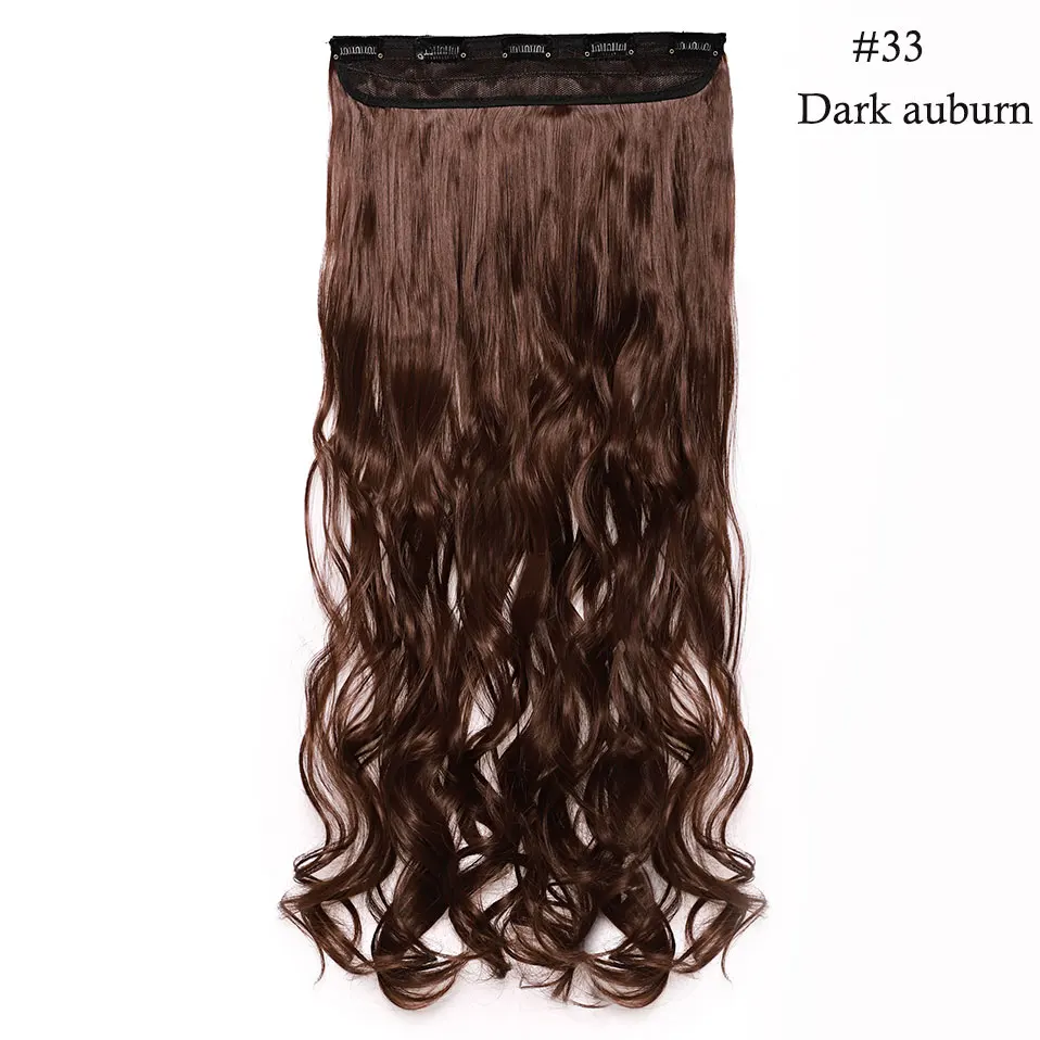 dark auburn S-noilite, длинные волнистые волосы на заколках для наращивания, синтетические волосы на заколках, цельные волосы, натуральные черные, коричневые, светлые волосы для женщин - Цвет: dark auburn