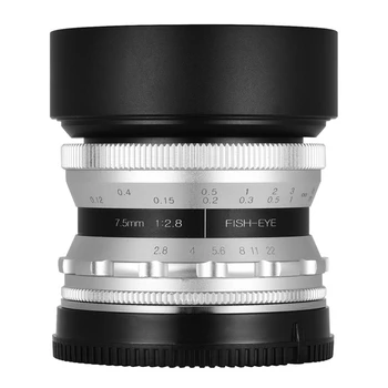 

7.5MM F2.8 Fixed Focus Fisheye Lens Suitable Manual Prime Lens for Nikon Z Mount Micro-Single Camera Silver