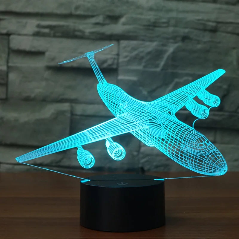 [Семь Неоновые] самолетом/бомбер акриловый 7 Цвета настольная лампа 3D светодиодный светильник Ночной светильник Тысячелетний сокол светильник