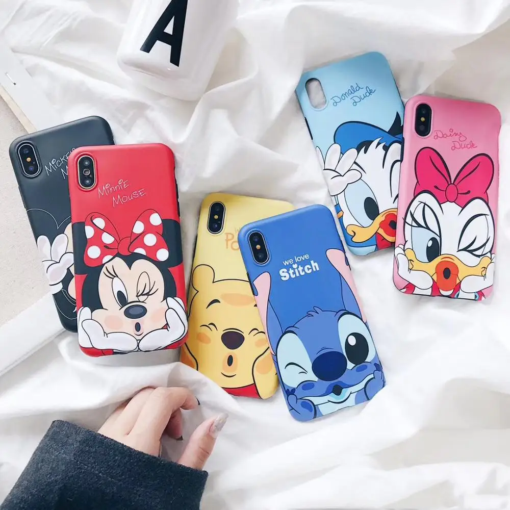 

Cartoon Cute Mickey Phone Cases For Funda iPhoneXR XS MAX Fashion Funny Patterned Shell For iPhone 8 7 6S Plus Soft Cover Coque