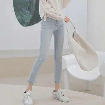 

2020 Distressed Jeans Ankle-Length Pants Cotton Softener Skinny Pencil Pants Casual Womens Jeans Mid Waist