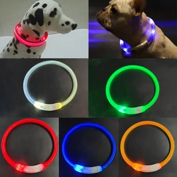 

Small Medium Large Dog Luminous Dog Collar Leash USB Charging LED Light Flashing Nylon Led Dog Collar Walking Safe Pet Supplies