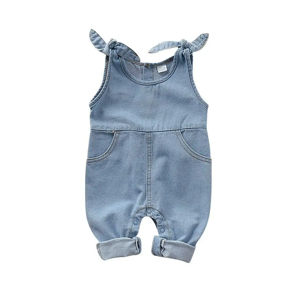 ImCute/Коллекция года, весенне-осенняя повседневная одежда для новорожденных, маленьких мальчиков и девочек джинсовый комбинезон с карманами комплект для малышей, комбинезон на возраст от 0 до 18 месяцев - Цвет: Синий