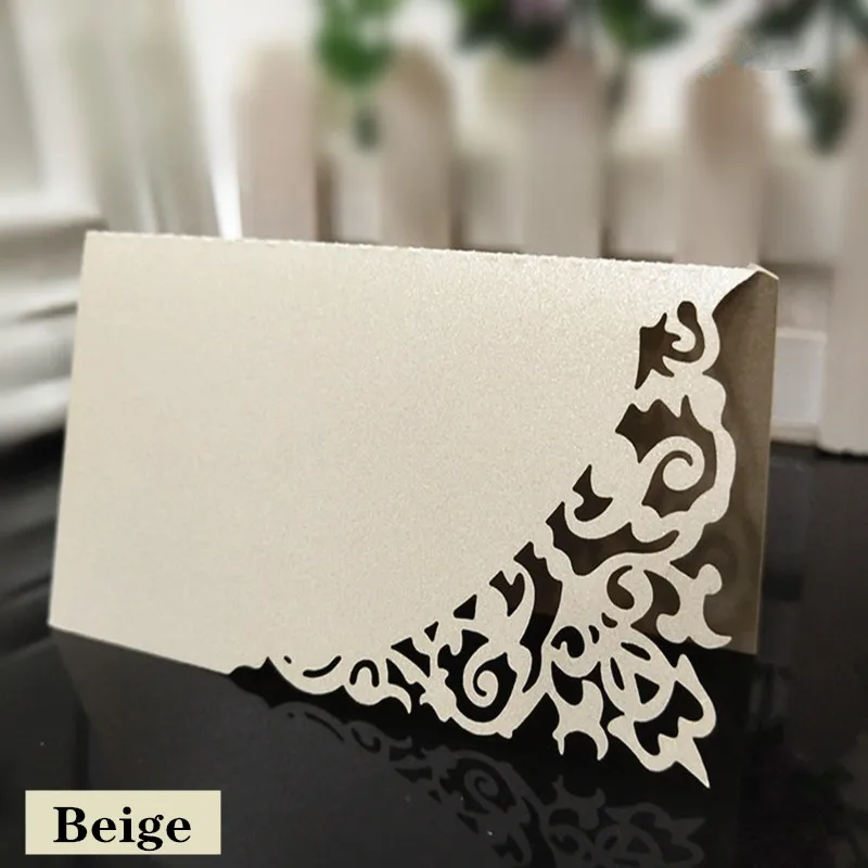 Beige Таблица Место карты имя карты для свадебного стола Decri День Рождения Декор лазерная резка полые узор в форме сердца 6Z - Цвет: Beige