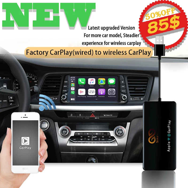 Sinairyu Apple беспроводной Carplay ключ для Hyundai iOS навигация 2016 2020 Mini Airplay USB активатор