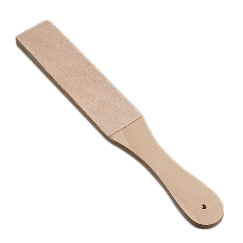 Knife Sharpener Set Wooden Handle Strop Handmade Razors Board Polishing Wax Leather