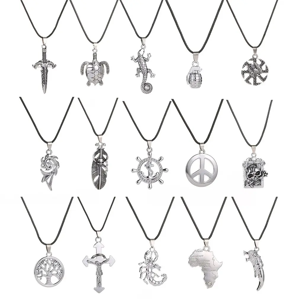 

Fashion Retro Necklace Life Tree Lizard Clam Cross Pendant Sword Necklace Four Seasons Short Clavicle Chain Valentine'S Day