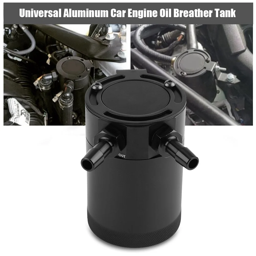 1pc Universal Two hole Aluminum Car Engine Oil Reservoir Catch Can