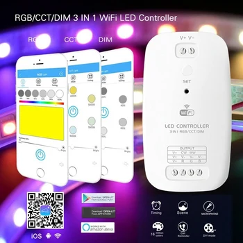 

DC9-24V RGBW/RGB+CCT 2 IN 1 WiFi LED Controller 5050RGBWW IOS/Android APP Controller RGBW Light Strip Controller 5 Channel 15A