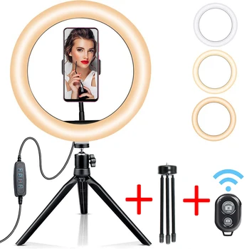 

Ring Light with Tripod Stand Selfie LED Photography Lighting Bluetooth Remote Profissional Phone Ring light Lamp YouTube Video
