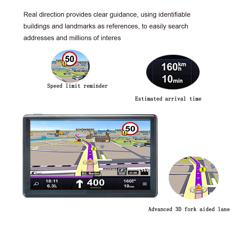 Anfilite 7 дюймов gps-навигатор для грузовика 256/8GB навигаторы Bluetooth Sat Nav карты Европы