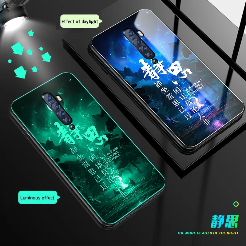 Светящийся стеклянный чехол для телефона OPPO Realme XT X2 Pro K5 Realme 5pro RealmeQ Роскошная задняя крышка для OPPO Reno Ace Reno 2 2Z 2F чехол - Цвет: 07