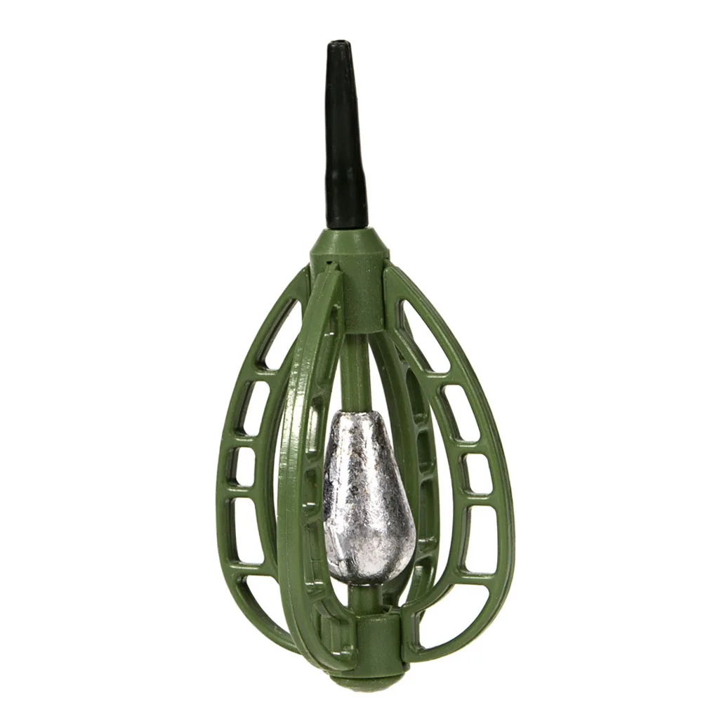 Fishing Feeder Carp Fishing Terminal Tackles Lead Sinker Rocket Bait Cage Basket Holder Fishing Accessories 20/30/40/50g Green 