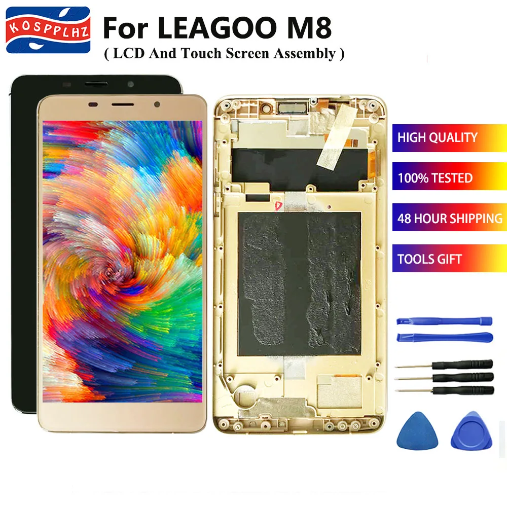 KOSPPLHZ для Leagoo M8 ЖК-дисплей Дисплей + сенсорный датчик экрана в сборе с рамкой 100%
